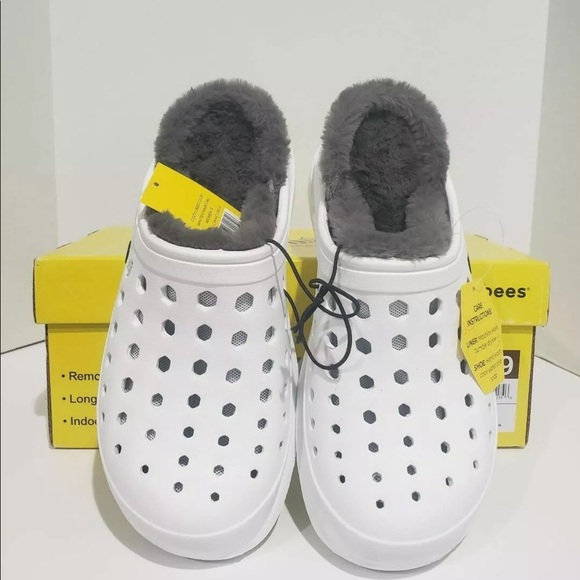 Joybees Women's Cozy Lined Clogs White/Charcoal,size 9 - Picture 2 of 3